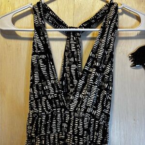 Black and White Patterned Halter Dress